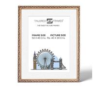 Tailored Frames Vienna Gold 50 x 40 Cm Frame for 40 x 30 Cm Picture | Rustic Style Vintage Single Picture Frame | Wall Hanging Type | Photo Frame with White Mount