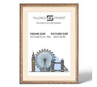 Tailored Frames Vienna Gold 70 x 50 Cm Frame for 24" x 16" Picture | Rustic Style Vintage Single Picture Frame | Wall Hanging Type | Photo Frame with Antique White Mount