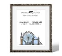 Tailored Frames Vienna Silver 14" X 12" Frame for 30 X 24 cm Picture | Rustic Style Vintage Single Picture Frame | Wall Hanging Type | Photo Frame with White Mount