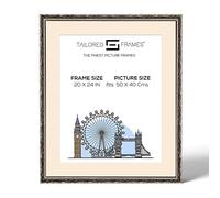Tailored Frames Vienna Silver 20" X 24" Frame for 50 X 40 cm Picture | Rustic Style Vintage Single Picture Frame | Wall Hanging Type | Photo Frame with Antique Mount