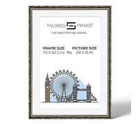 Tailored Frames Vienna Silver 70 X 50 cm Frame for 24" X 16" Picture | Rustic Style Vintage Single Picture Frame | Wall Hanging Type | Photo Frame with White Mount