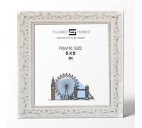 Tailored Frames Vienna White 5" x 5" | Rustic Style Vintage Single Picture Frame | Table Top & Wall Hanging Type | Photo Frame Without Mount