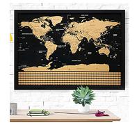 Tailored Frames World Map Framed, Ready to Wall Hang | Scratch Off The Visited Places, Unique Gift - Black, A1