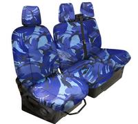 Tailored Heavy Duty Waterproof Blue Camouflage Seat Covers For Ford Transit Custom 2013 Onwards