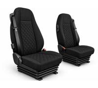 Tailored PU Leather 2X Seat Covers Black Fits Volvo FH FH16 Series Euro 6 2013-2020
