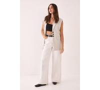 Tailored Sleeveless Button Front Blazer NastyGal Ecru 10
