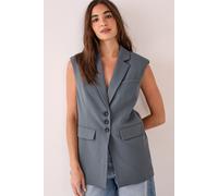Tailored Sleeveless Button Front Blazer NastyGal Grey 6