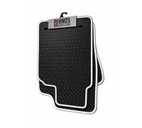 TAILORED TO FIT FORD FIESTA MK7 ACTIVE (2009-2012) (OVAL CLIPS) - FULL SET OF HEAVY DUTY DURABLE INTERIOR FLOOR RUBBER CAR MATS - BLACK RUBBER + WHITE EDGING