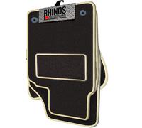 TAILORED TO FIT MINI COOPER R56 (2006-2014) - FULL SET OF TAILORED LUXURY INTERIOR FLOOR CAR CARPET MATS - BLACK MAT + BEIGE LEATHER EDGING