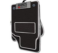 Tailored To Fit Volkswagen T-Roc 2017 ON (4 clips) - Non Slip, Complete Carpet Car Floor Mats, All Weather, Anti-Slip Backing, Easy to Clean - Black Mat + White Leather Edging