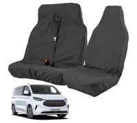 Tailored Waterproof Heavy Duty Seat Covers to fit the Ford Transit Custom 2014-2024, 600 D Oxford Fabric Front Seat Covers, Driver & Double Passenger Seats, Black