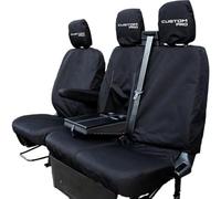 Tailored Waterproof Seat Covers | Driver & Double Passenger Seat | to fit Ford Transit Custom Van 2013-2023 | Heavy Duty | Updated & Improved Design | Custom Pro Embroidery