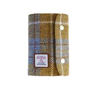 TAILORMAP Harris Tweed A7 Notebook Binder,Wool Fabric Refillable A7 Binder,6 Ring planner with A7 Refill Papers,Pen Loop A7 Size Notebook Journals for Writing (Yellow Plaid)