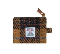 TAILORMAP Harris Tweed Mini Coin Purse with YKK Zip, Yellow Brown | Handmade wool outer, 10.7 x 8.5 cm, card pouch, lipstick pouch, coins, keys and small everyday essentials