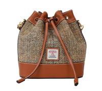 TAILORMAP Harris Tweed Wool Leather Bucket Bag Stylish and Spacious Purse for Women Crossbody Handbag Hobo Bag (8.6 * 7.8 * 5.9in) - No.168
