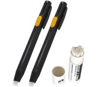 Tailor's Chalk Pen Set with 2 Holders and 20 Refills, Disappearing Ink Fabric Marking Tools with 0.2mm Fine Tip, Professional Sewing Chalk for Quilting and Dressmaking, Black White Yellow