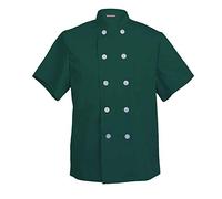 TAILOR'S Men's Chef Coat Short Sleeve Chef Shirt Cook Coat Barista Baker Uniform Restaurant Clothes Barista Shirt Hunter Green
