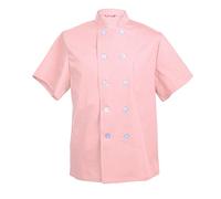 TAILOR'S Men's Chef Coat Short Sleeve Chef Shirt Cook Coat Barista Baker Uniform Restaurant Clothes Barista Shirt Pale Pink