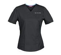 TAILOR'S Women's Personalized Scrub Tunic Medical Scrubs Hospital Scrub Top Customizable Black