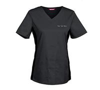 TAILOR'S Women's Personalized Scrub Tunic Medical Scrubs Hospital Scrub Top Customizable Black