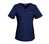 TAILOR'S Women's Personalized Scrub Tunic Medical Scrubs Hospital Scrub Top Customizable Dark Blue