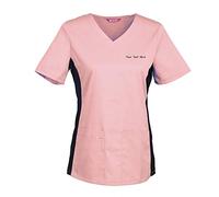 TAILOR'S Women's Personalized Scrub Tunic Medical Scrubs Hospital Scrub Top Customizable Pale Pink