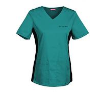 TAILOR'S Women's Personalized Scrub Tunic Medical Scrubs Hospital Scrub Top Customizable Teal Blue