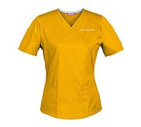 TAILOR'S Women's Personalized Scrub Tunic Medical Scrubs Hospital Scrub Top Customizable Yellow