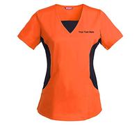 TAILOR'S Women's Personalized Scrub Tunic Medical Scrubs Hospital Scrub Tunic Customizable Orange