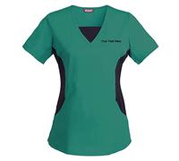 TAILOR'S Women's Personalized Scrub Tunic Medical Scrubs Hospital Scrub Tunic Customizable Teal Blue