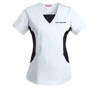 TAILOR'S Women's Personalized Scrub Tunic Medical Scrubs Hospital Scrub Tunic Customizable White
