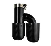 Tailpipe 1 Piece Universal Car Carbon Fibre Tail Throat Length Black H-Shaped Double Out Twill Glossy Exhaust Muffler Tip Car Exhaust Muffler Pipe(76.2mm-101mm-Left)