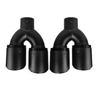 Tailpipe 2 Pcs Universal Car Carbon Fibre Tail Throat Aluminium Alloy Silencer Black Double Outlet Exhaust Tip Exhaust Tips Dual Muffler Tip(51mm-89mm)