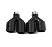 Tailpipe 2 Piece Universal Exhaust Tip Car Carbon Fibre Black Y-Shaped Double Out Glossy Muffler Tailpipe Nozzle Car End Pipes(ID63MMOD89MM)