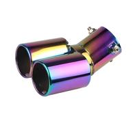 Tailpipe 63MM 2.5" Inlet Car Auto Exhaust Muffler Tip Stainless Steel Dual Pipe Trim Modified Rear Tail Throat Liner For Most Cars Car End Pipes(Neonchrome bent)