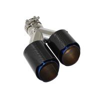 Tailpipe Car Muffler Tip Y Shape Double Exit Exhaust Pipe Mufflers Nozzle Decoration Universal Stainless Blue Glossy Carbon Fiber Car Exhaust Muffler Pipe(Right 63mm-76mm)