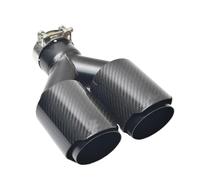 Tailpipe Carbon Fibre Styling Double Tube Stainless Steel Universal Black Automobile Exhaust Pipe Muffler Exhaust Tips Dual Muffler Tip(IN63MM- OUT76MM)