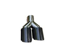 Tailpipe Modification 1 Piece Automobile Universal Carbon Fiber Tail Throat Stainless Steel Y-shape Double-Outlet Exhaust Nozzle Tip Exhaust Tip Trim(66mm IN-89mm OUT RIGHT)