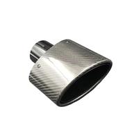 Tailpipe Modification 1 Piece Two Color 150MM Outlet Oval Glossy Carbon Fiber Exhaust Tip Universal Oval Pipe Exhaust Tip Trim(86 IN 150 OUT Black)