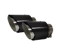 Tailpipe Modification 1 Piece Universal Car Carbon Fibre Tail Throat Stainless Steel Burnishing Twill Glossy Exhaust Nozzle Tip Exhaust Tip Trim(63.5mm-89mm)