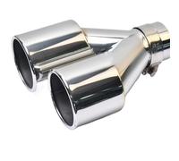 Tailpipe Modification 1 Piece Universal Dual Curved Exhaust Pipe Flat Double Shiny Stainless Steel Car Tip Exhaust Tip Trim(57-101mm)