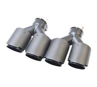 Tailpipe Modification 2 Piece Dual Matt Black Carbon Fiber Stainless Steel Black Exhaust Pipe Universal Auto Double Tip Exhaust Tip Trim(63-76MM)