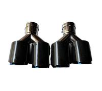 Tailpipe Modification 2 Piece Y Pipe Dual Exhaust Tips Car Universal Glossy Carbon Fiber Blue Stainless Double Exit Exhaust Pipes Tailpipe Exhaust Tip Trim(ID 57MM-OD 114MM)