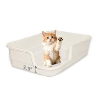 TAILRYTH Extra Large Litter Box with Low Entry,Jumbo Cat Litter Box for Kitty and Senior Cats,Cat Box for Indoor Cats,Open Top Corner Litter Pan,Easy to Clean,23.6" L x 15.7" W x 5.9" H (White)