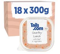Tails.com • Wet Dog Food • 18x300g Country Lunch Beef & Vegetables | Rustic recipe: tender beef and wholesome veggies, slow cooked. Perfect alone or as a kibble addition. Grain-free recipe.