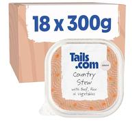 Tails.com • Wet Dog Food • 18x300g Country Stew Beef Rice & Veg • Gravy | A comforting classic: rich, meaty flavour with tender beef and veggies in gravy. Serve as a complete meal or kibble mix-in.