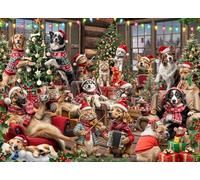 Tails of Christmas Jigsaw Puzzle 1000 Piece by Vermont Christmas Company - Dog & Cat Themed Puzzles with Randomly Shaped & Interlocking Pieces - 26 5/8" x 19 1/4"