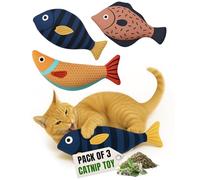 Tails & Tales Cat Toys Fish, Catnip & Crinkle Sound Plush, Bite-Resistant & Soft Interactive Toys for Indoor Cats & Kittens, Reduces Stress & Encourages Activity, Pack of 3