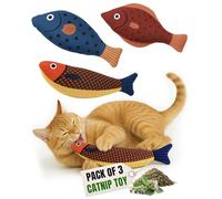Tails & Tales Cat Toys Fish, Catnip & Crinkle Sound Plush, Bite-Resistant & Soft Interactive Toys for Indoor Cats & Kittens, Reduces Stress & Encourages Activity, Pack of 3