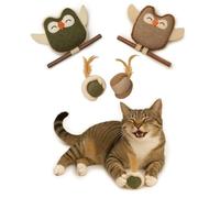 Tails & Tales Cat Toys Owls, Catnip & Silvervine Plush, Bite-Resistant & Soft Interactive Toys for Indoor Cats & Kittens, Reduces Stress & Encourages Activity, Pack of 4